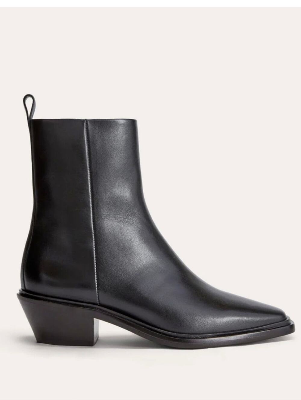 Everlane The Havana Black Leather Pointed Toe Ankle Booties Block Heel 6.5